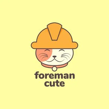 Animal pets cat foreman construction mascot cartoon logo design vector Stock Illustration