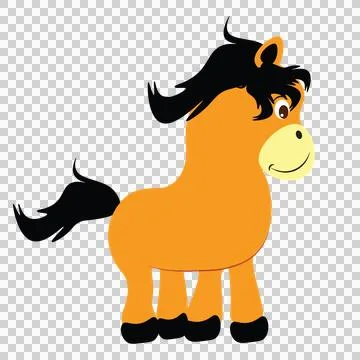 Animal Pony Standing Side Profile Silhouette black white Illustrazione stock