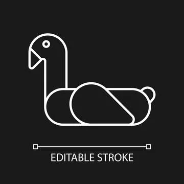 Animal pool float white linear icon for dark theme Illustrazione stock