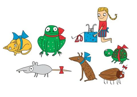 Animal presents, having a gift Stock Illustration