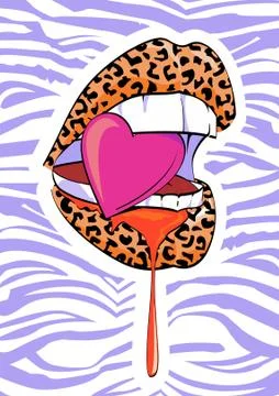 Animal print lips Illustrazione stock