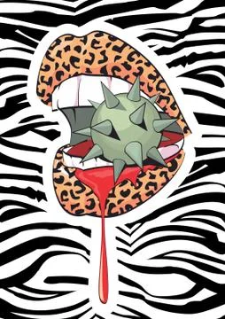 Animal print lips Illustrazione stock