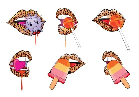Animal print lips Stock Illustration