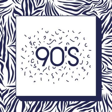 Animal print pattern ninetys style with number 90 Stock Illustration
