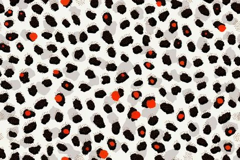 Animal print seamless pattern with irregular ink spots on white background 스톡 일러스트