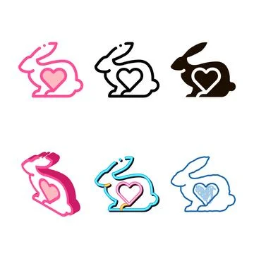 Animal rabbit and heart vector range thin line icon Illustrazione stock