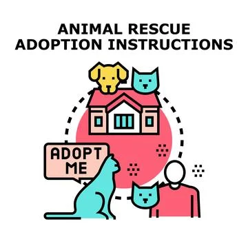 Animal rescue adoption instructions for finding pets home Stock Illustration