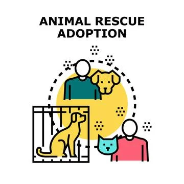 Animal rescue and adoption program concept Illustrazione stock