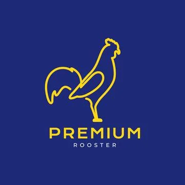 Animal rooster chicken continuous line modern art minimal logo design vector Stock Illustration
