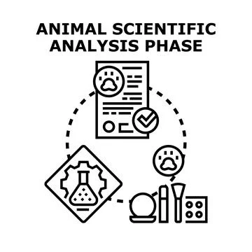 Animal scientific analysis phase developing ethical concepts Stock Illustration
