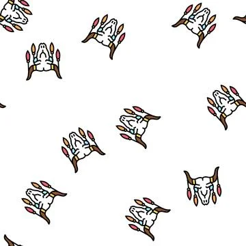 Animal scull with boho decoration vector seamless pattern Stock Illustration