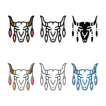 Animal scull pack with boho decoration color icon vector Stock Illustration