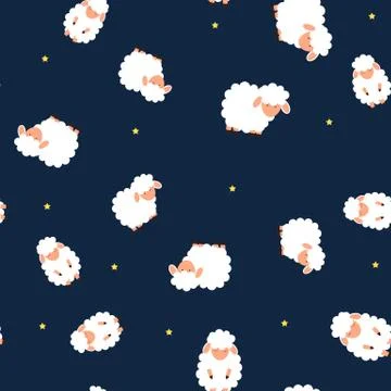 Animal seamless pattern background with sheep. Vector illustration EPS10 Stock Illustration