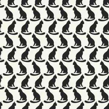 Animal seamless pattern of cat silhouettes Stock Illustration