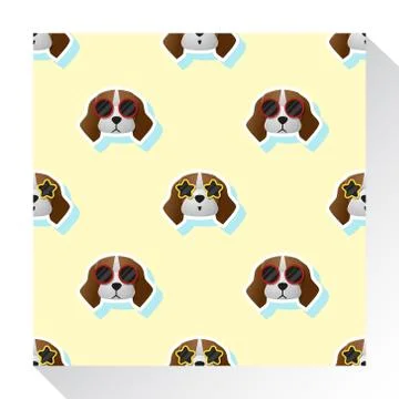 Animal seamless pattern collection with beagle dog Stock Illustration