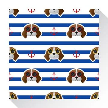 Animal seamless pattern collection with beagle dog Stock Illustration