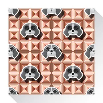 Animal seamless pattern collection with beagle dog Stock Illustration