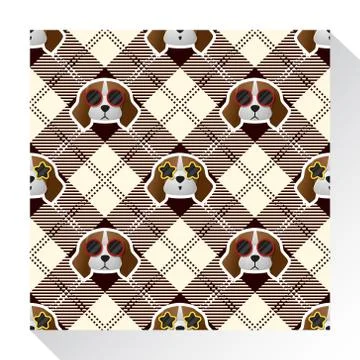 Animal seamless pattern collection with beagle dog Stock Illustration