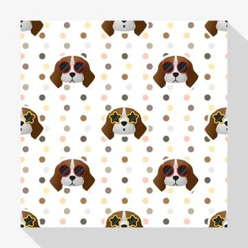 Animal seamless pattern collection with beagle dog Illustrazione stock