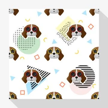 Animal seamless pattern collection with beagle dog Stock Illustration