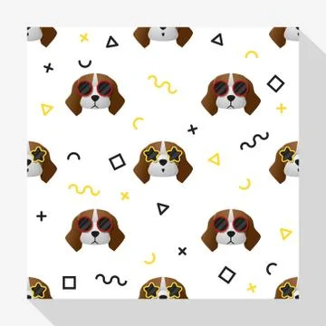 Animal seamless pattern collection with beagle dog Illustrazione stock