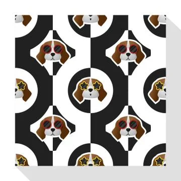 Animal seamless pattern collection with beagle dog Stock Illustration