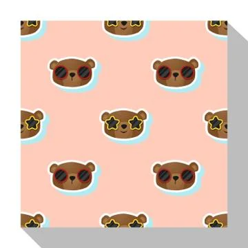 Animal seamless pattern collection with bear Illustrazione stock