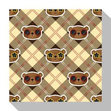 Animal seamless pattern collection with bear Stock Illustration