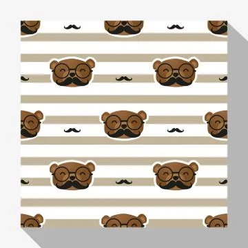Animal seamless pattern collection with bear Stock Illustration