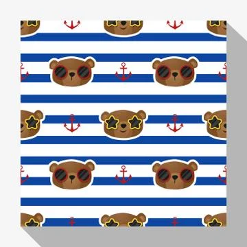 Animal seamless pattern collection with bear Stock Illustration