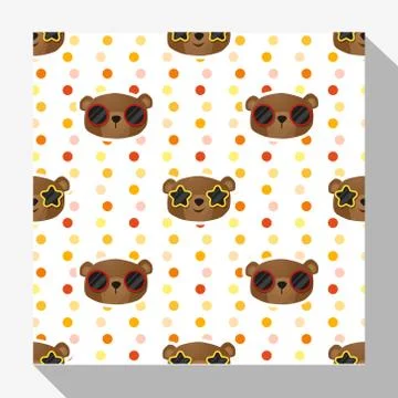 Animal seamless pattern collection with bear Stock Illustration