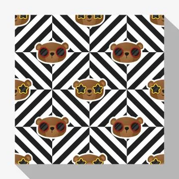 Animal seamless pattern collection with bear Stock Illustration