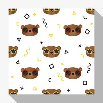 Animal seamless pattern collection with bear Stock Illustration