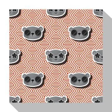 Animal seamless pattern collection with bear Stock Illustration