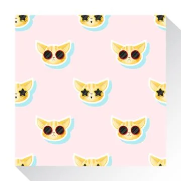 Animal seamless pattern collection with cat Stock Illustration