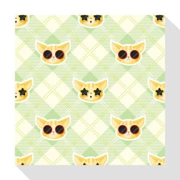 Animal seamless pattern collection with cat Stock Illustration