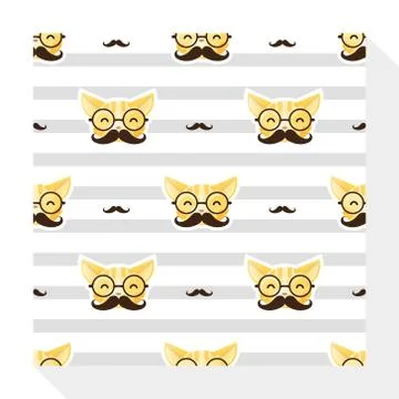 Animal seamless pattern collection with cat Stock Illustration