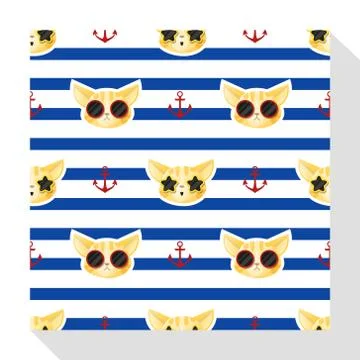 Animal seamless pattern collection with cat Stock Illustration