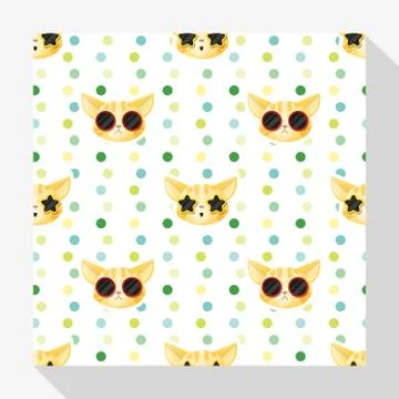 Animal seamless pattern collection with cat Stock Illustration