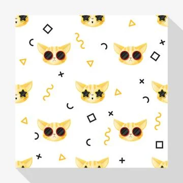 Animal seamless pattern collection with cat Stock Illustration