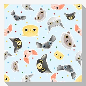 Animal seamless pattern collection with cat Stock Illustration