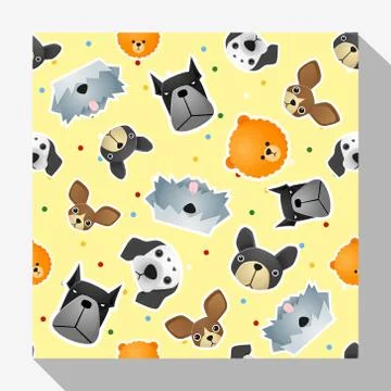 Animal seamless pattern collection with dog Stock Illustration