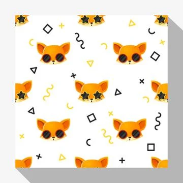 Animal seamless pattern collection with fox Stock Illustration