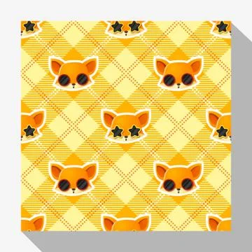 Animal seamless pattern collection with fox Stock Illustration