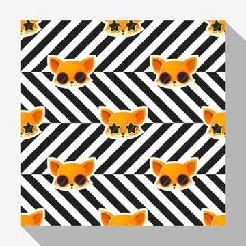 Animal seamless pattern collection with fox Stock Illustration