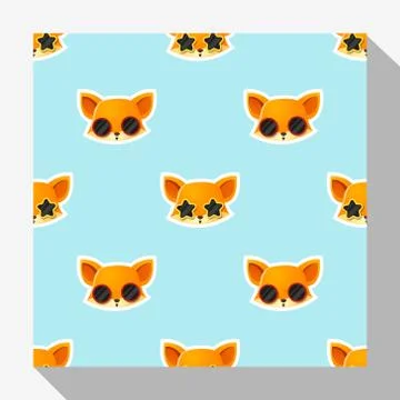 Animal seamless pattern collection with fox Stock Illustration
