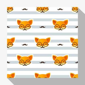 Animal seamless pattern collection with fox Stock Illustration