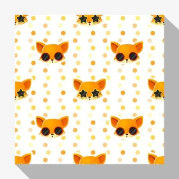 Animal seamless pattern collection with fox Stock Illustration