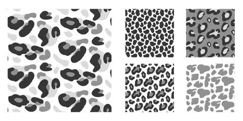 Animal seamless pattern collection with rosette and spot in monochrome for Illustrazione stock