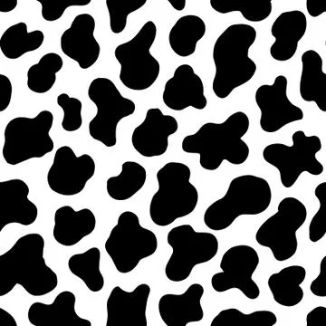 Animal seamless pattern. Cow Hide, Holstein cattle texture. Mammals Fur. Print Illustrazione stock